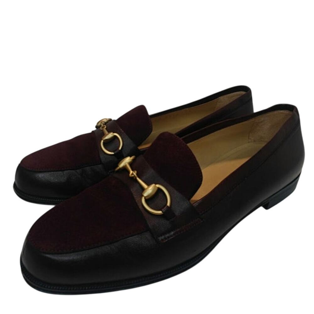 Brown Burgundy Gucci Horsebit Loafers sz 36